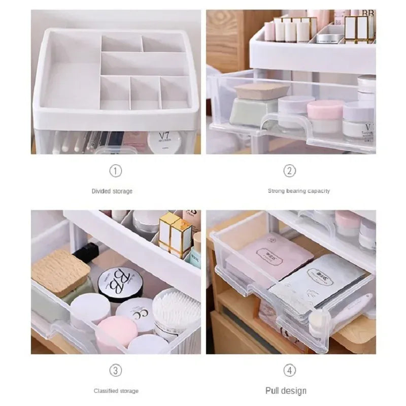 Organizer compartments for makeup, jewelry, and toiletries