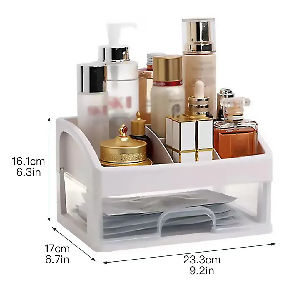 Alternate view of three-layer clear makeup and jewelry organizer