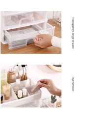 Alternate view of three-layer clear makeup and jewelry organizer