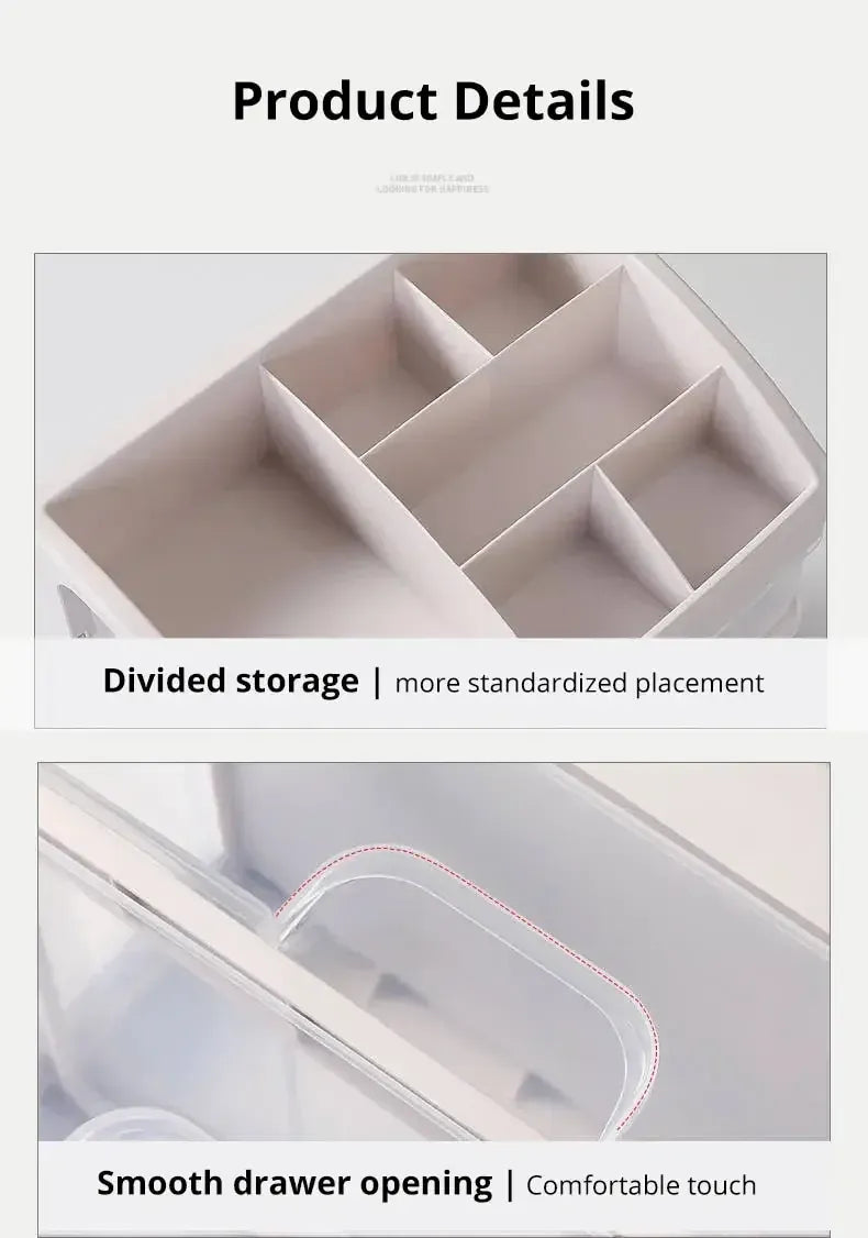 Alternate view of three-layer clear makeup and jewelry organizer