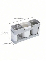 Dimensions of the gray toothbrush holder with two cups
