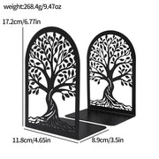 Alternate view of black Tree of Life metal bookends