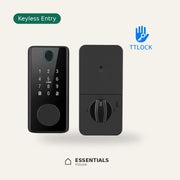 Tuya smart deadbolt with fingerprint reader, touchscreen keypad, TTLock keyless entry, and interior thumb-turn lock.