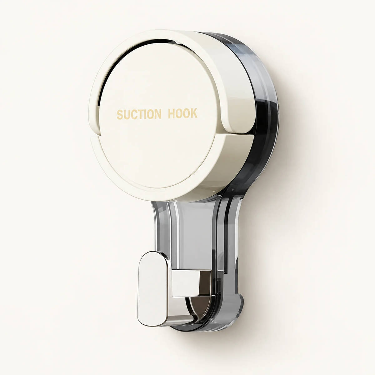 Cream vacuum suction hook with chrome hook