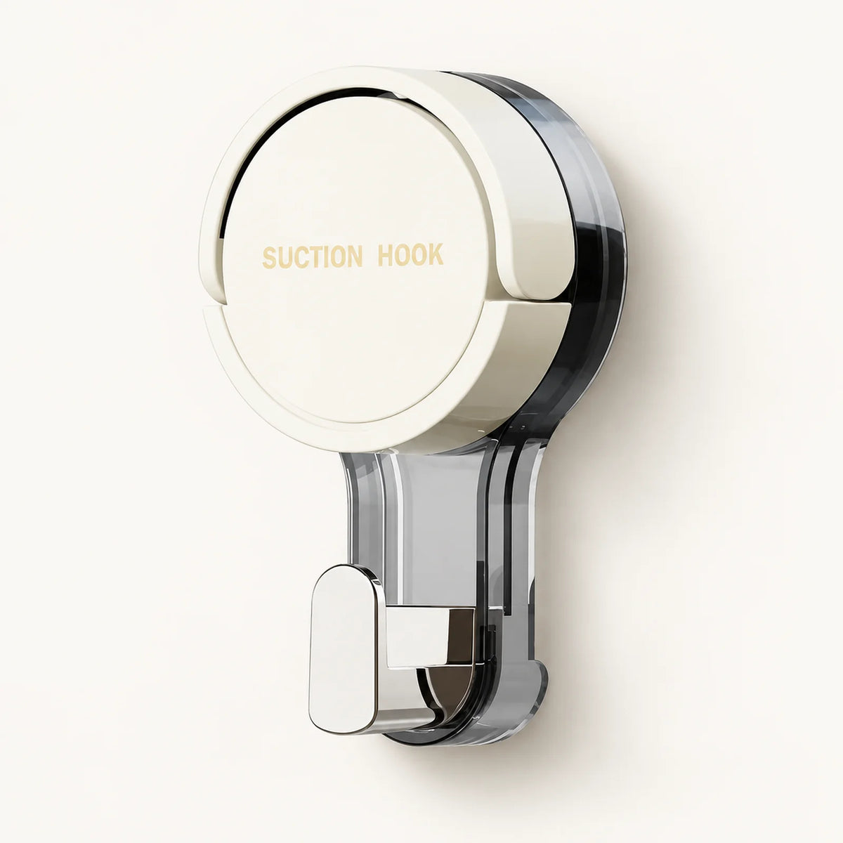Cream vacuum suction hook with chrome hook