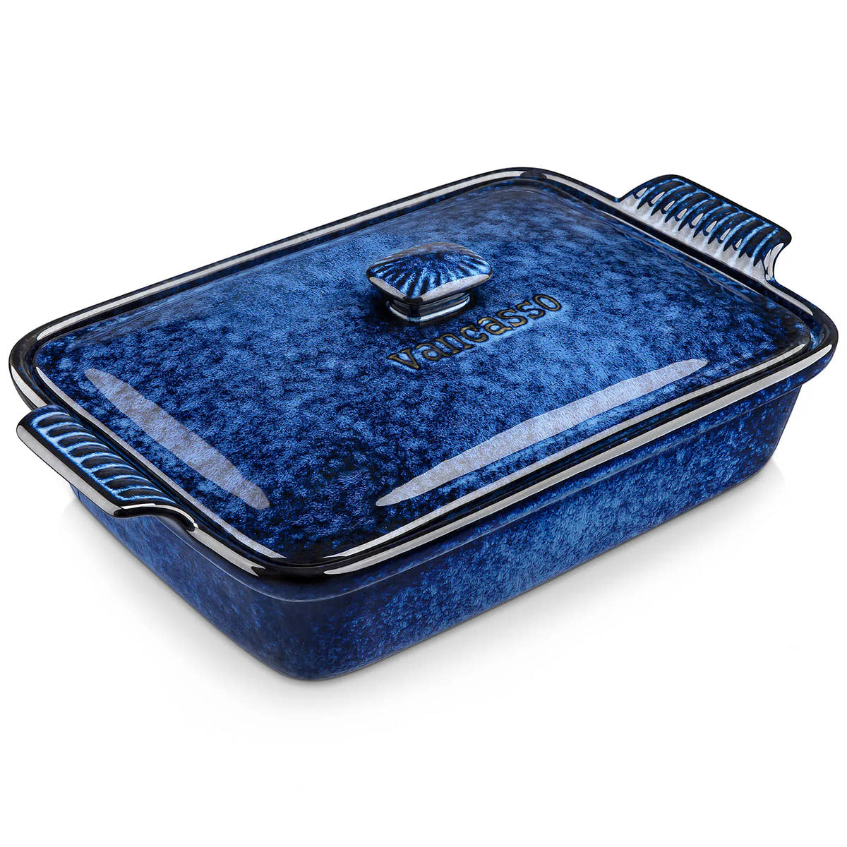 Essentials House Starry 3.8/1.9 Quart Blue Casserole Baking Dish large lasagna pan with lid Stoneware casserole with lid