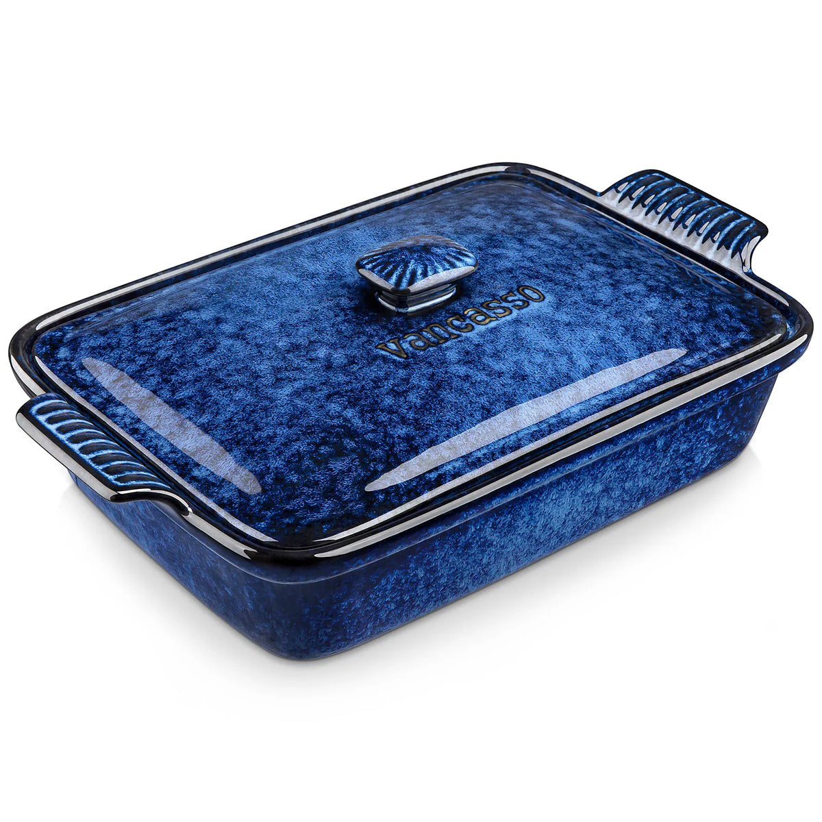 Essentials House Starry 3.8/1.9 Quart Blue Casserole Baking Dish large lasagna pan with lid Stoneware casserole with lid