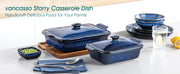 Essentials House Starry 3.8/1.9 Quart Blue Casserole Baking Dish large lasagna pan with lid Stoneware casserole with lid