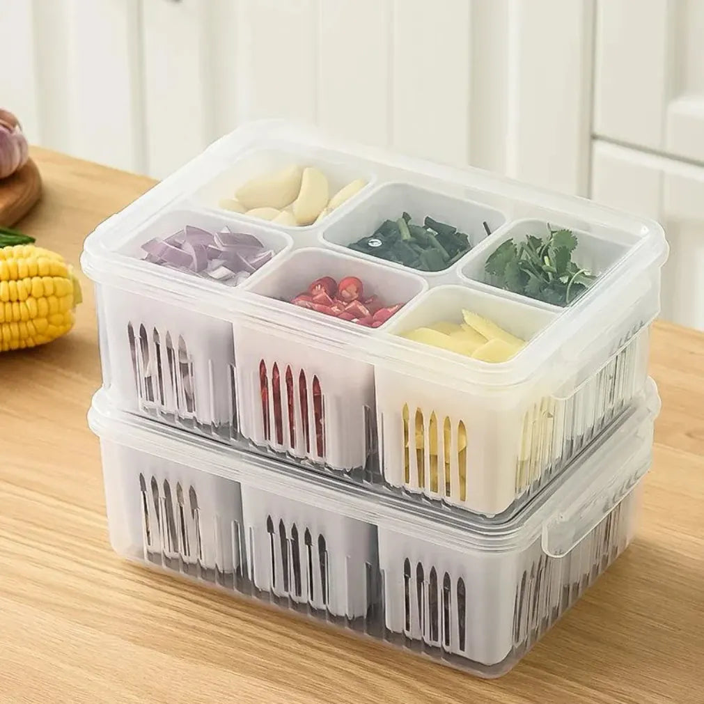 Essentials House Refrigerator Food Drain Fresh-keeping Box Ginger Garlic Onion Pepper Storage Box Fruit Vegetable Drain