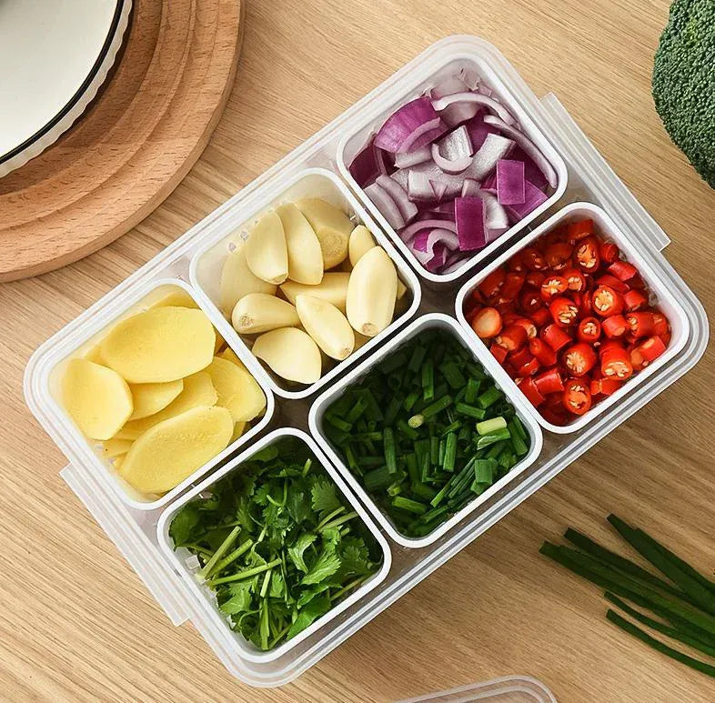 Essentials House Refrigerator Food Drain Fresh-keeping Box Ginger Garlic Onion Pepper Storage Box Fruit Vegetable Drain