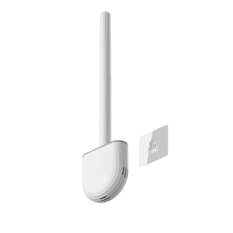 White toilet brush and adhesive wall holder