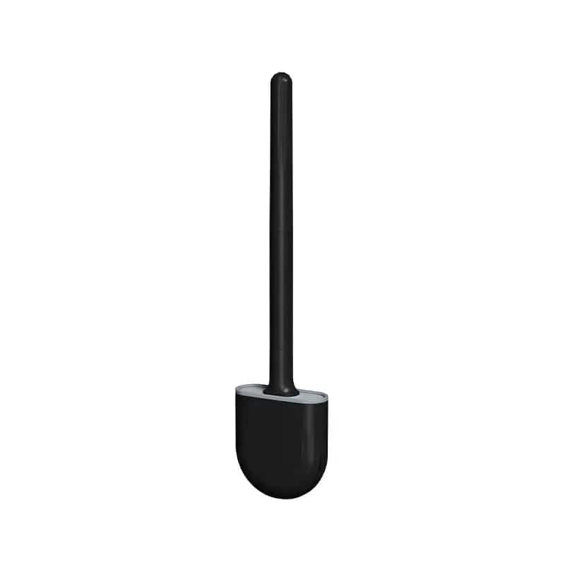 Black wall-mounted flexible toilet brush set