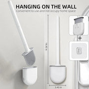 Dimensions and wall mounting of the white toilet brush set