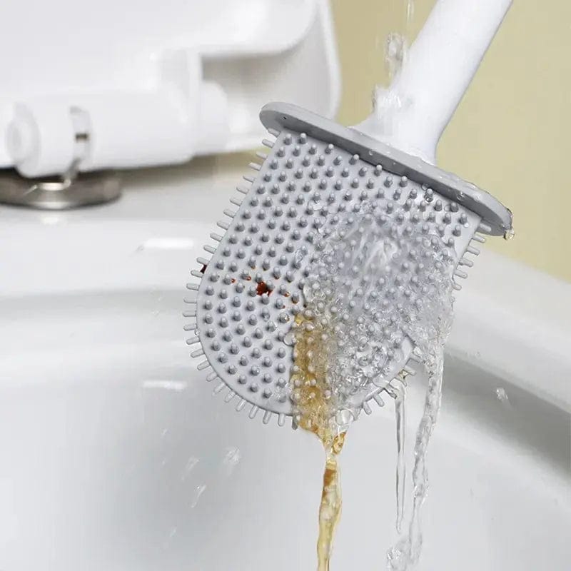 Alternate view of wall-mounted flexible toilet brush set