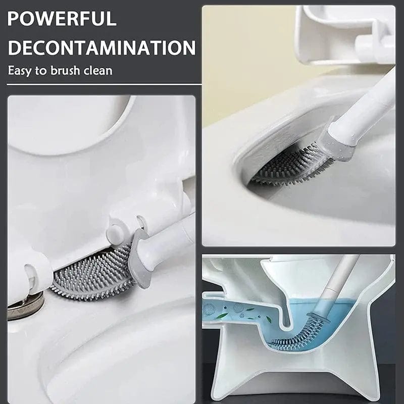 Alternate view of wall-mounted flexible toilet brush set