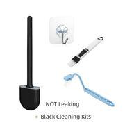 Black wall-mounted flexible toilet brush set