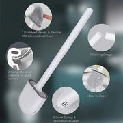 Alternate view of wall-mounted flexible toilet brush set