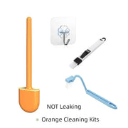 Orange wall-mounted flexible toilet brush set
