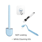 Blue wall-mounted flexible toilet brush set