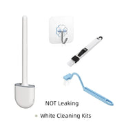 White wall-mounted flexible toilet brush set