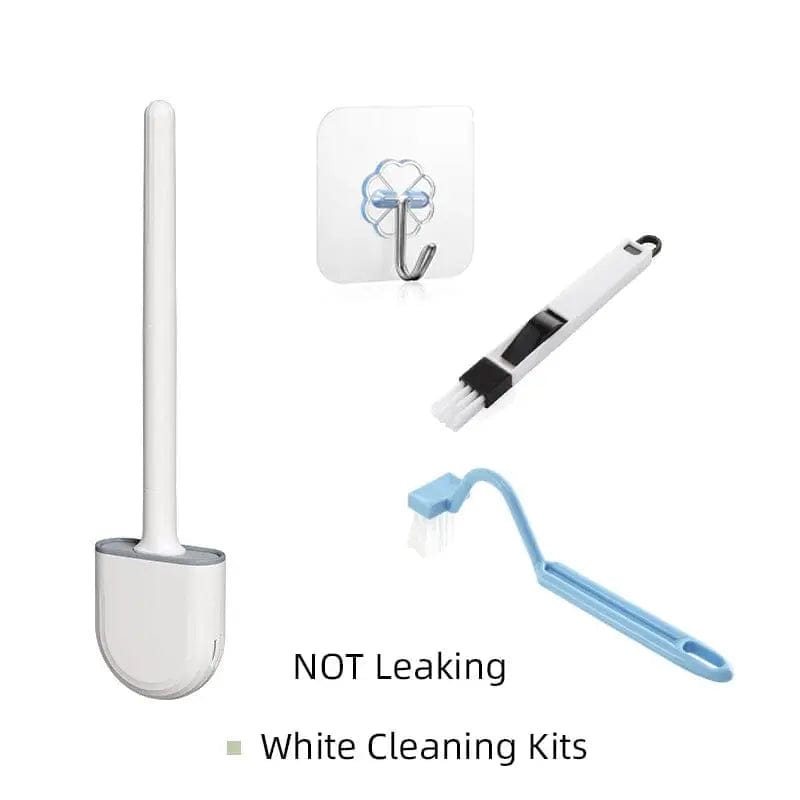 White wall-mounted flexible toilet brush set