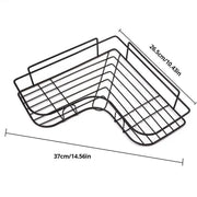 Alternate view of wall-mounted triangular iron corner shelf