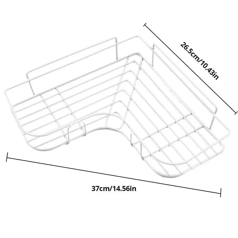 Alternate view of wall-mounted triangular iron corner shelf