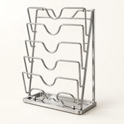 5-Tier Wall-Mount Pot Lid Rack on a warm off-white background with a soft natural shadow.