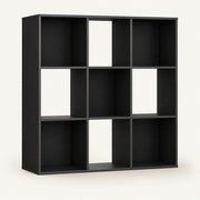 Black nine-cube storage bookcase