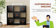 Wooden cube storage bookcase with open compartments