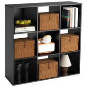 Wooden cube storage bookcase with open compartments