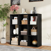 Wooden cube storage bookcase with open compartments