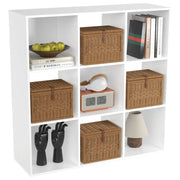 Wooden cube storage bookcase with open compartments