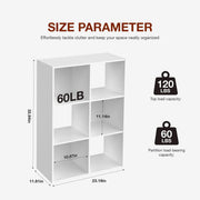 6-cube white wooden storage bookcase