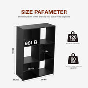 6-cube black wooden storage bookcase